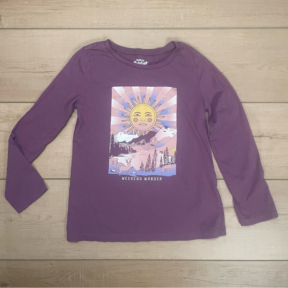 Kids Osh Kosh Purple Long Sleeve Shirt with Sun Weekend Warrior Graphic